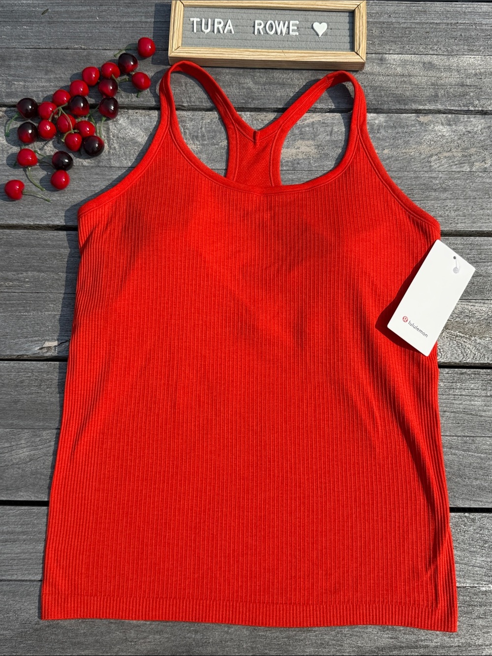 Lululemon Ebb to Street Tank‎ Top Cherry Ember red  Size 14 Built In Bra NWT 🍒